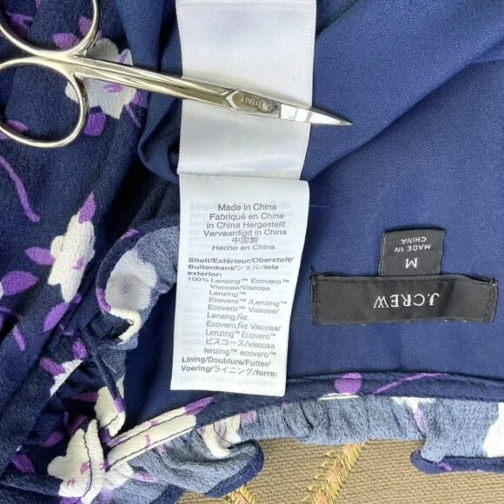 J. Crew Dress Floral Tie Front Blue Purple 2020 (M) - Picture 8 of 11